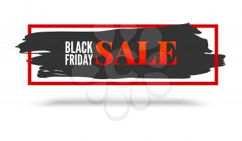 Black Friday sale, abstract banner with red frame on white background. Creative advertising message about the sale