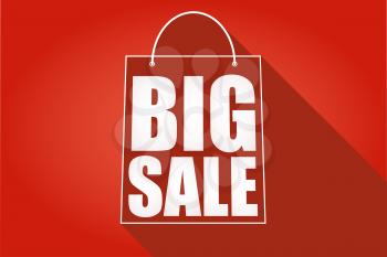 Shopping cart, icon, symbol purchases and sales on a juicy red background. A large inscription in white letters Big sale