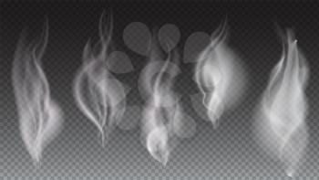 White smoke waves on transparent background vector illustration