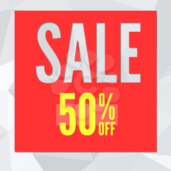 Sale banner on low poly background with typography for luxury sales offers. Modern, colorful design with yellow inflatable balloons. Vector illustration, eps 10
