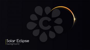 Solar eclipse, astronomical phenomenon - full sun eclipse. Natural phenomenon when Moon passes between planet . The planet covering the Sun in eclipse. Template for your cover, poster and cards.