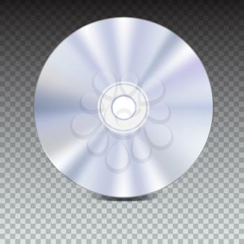 DVD or CD disc. Blue-ray technology vector 3D illustration. Realistic, detailed, round CD Disk isolated on transparent background. Data technology for music, Information and software.