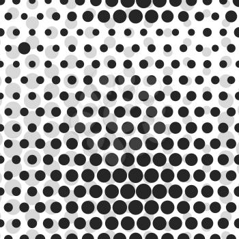 Abstract dotted halftone background. Monocrome pattern on white backdrop. Decorative template for cover, poster or banner.