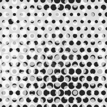 Abstract dotted halftone background. Monocrome pattern with semi transparencies. Decorative template for cover, poster or banner.