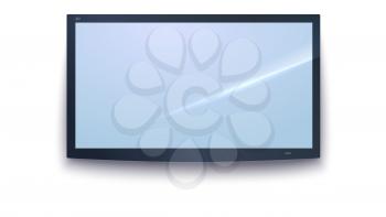 Smart TV icon, dark TV screen, LED TV hanging, isolated on the white background. Widescreen monitor, template, mock-up. 3D illustration