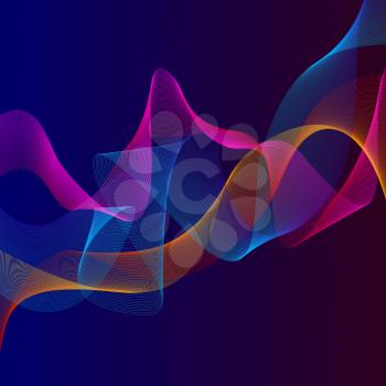 Smoky waves background. Structural curved pattern, flow motion illustration. Abstract backdrop, template for cover, banner, poster or packaging