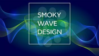 Smoky waves background. Structural curved pattern, flow motion illustration. Horizontally abstract backdrop, template for cover, banner, poster or packaging.