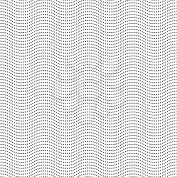 Wavy halftone pattern. Seamless texture from dots isolated on white background. Minimalistic art, ornament from dotted line