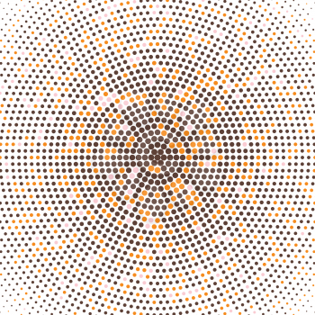 Halftone of radial gradient, colored dots background. Modern dotted halftone digital structure. Vector pattern, template of digital texture. Template for print design.
