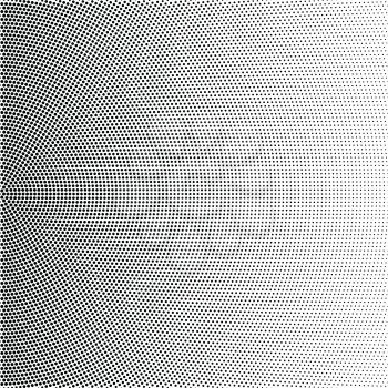 Halftone of radial gradient with black dots. Dotted halftone digital background. Vector pattern, template of texture. Template for print design.