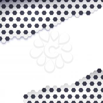 Background with sport pattern of soccer or football texture. Traditional sport texture of ball for game with black and white hexagons. Easily resizable and color, vector 3D illustration.