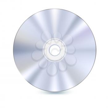 DVD or CD disc. Blue-ray technology vector 3D illustration. Realistic, detailed, round CD Disk isolated on white background. Data technology for music, Information and software.
