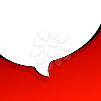 Pop art chat bubble in comics book style, blank layout template with halftone dots, comic speech bubble. Clouds beams and isolated dots pattern. Thoughts bubble in pop art comics style on red.