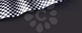 Checkered flag isolated on black background for car race or motorsport. Three dimensional vector illustration for races, competitions, lotto, bookmakers office, promotion of rates.