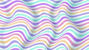 Vector layouts with lines. Wavy striped surface like flag or water. Minimalistic design. Twisted backgrounds, trendy colors. Abstract optical pattern from lines, halftone effect