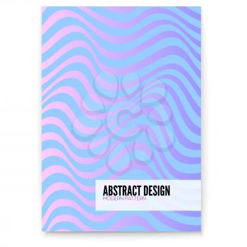 Vector layout from lines. Wavy uneven surface like flag or water. Minimalistic design in purple, aqua and pink bright trendy colors. Undulating backgrounds. Abstract distorted patterns from strips
