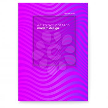 Vector layout from lines. Wavy striped surface like flag or water. Minimalistic design with pink and blue bright trendy colors. Twisted backgrounds. Abstract distorted patterns from lines