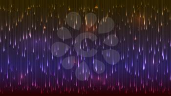 Horizonytal abstract the falling drops with the glow on a colored background. Splash, liquid shape. Vector backdrop for poster, cover, banner, placard