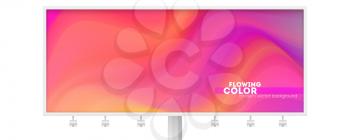 Billboard with colorful liquid shape. Wave of ink. Stream of flowing pattern. Abstract background with gradient stripes. Flow with variations of red color. Vector illustration EPS10