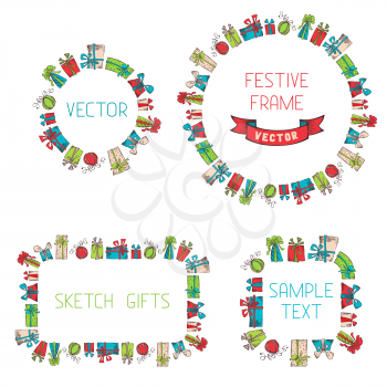Vector frames of sketch gifts. There is place for your text.