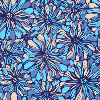 Various flowers and leaves on light background. Seamless pattern can be used for wallpapers, web page backgrounds or wrapping papers. EPS 8.