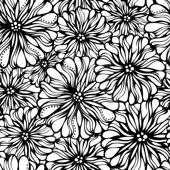 Various flowers on white background. Seamless pattern can be used for wallpapers, web page backgrounds or wrapping papers.