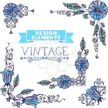 Ornate design elements can be used for invitations, congratulations and greeting cards.