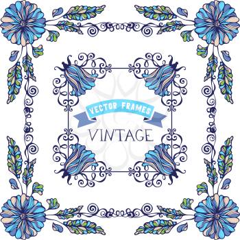 Ornate floral design elements and page decorations isolated on white background.