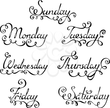 Days of week for your design isolated on white background.EPS 8.