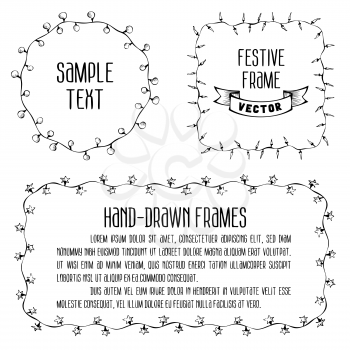 Hand drawn festive lights. There is place for your text in the center.
