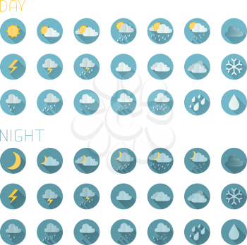Day and night icons. Flat shadows.