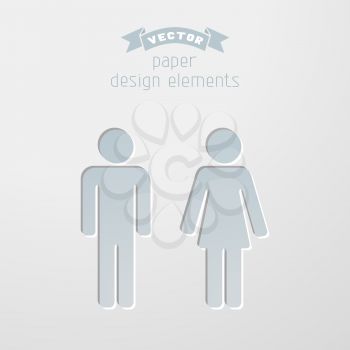 Paper design elements. Pictograms for your design. Toilet signs in minimal style.