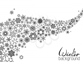 Set of various snowflakes on white background. There is place for your text.