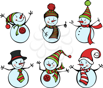 Cute snowmen for your festive design. EPS 8.