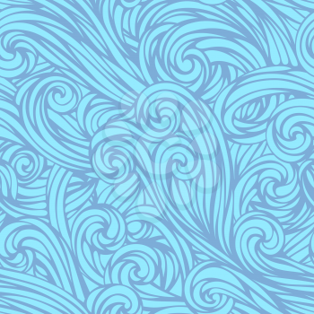 Seamless abstract hand-drawn pattern.Waves template. Seamless pattern can be used for wallpapers, web page backgrounds or wrapping papers. EPS 8..