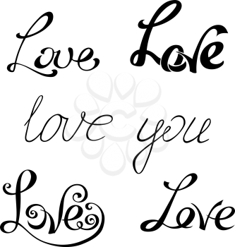 LOVE lettering. Vector text for your design isolated on white background.