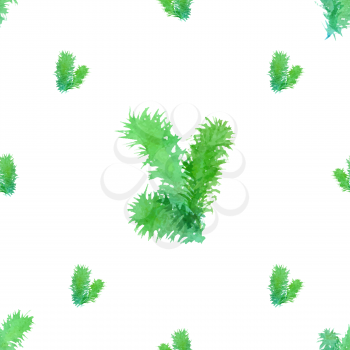 Watercolor branches of evergreen tree on white background. Vector illustration.