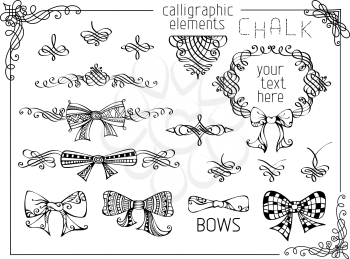 Hand-drawn calligraphic elements. Ornate design elements for scrapbooking.