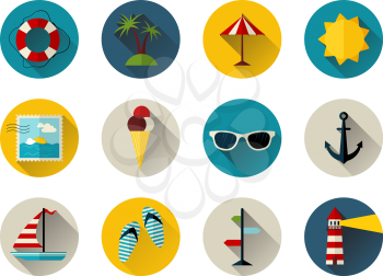 Sea summer icons for your design isolated on white background.