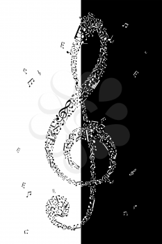 G clef of music elements. Duotone illustration.