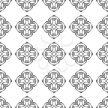 Black and white hand-drawn background. Various vintage elements.