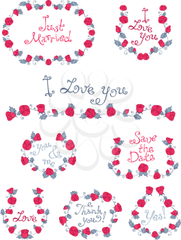 Vintage design elements for your romantic or wedding design. Hand-drawn text.