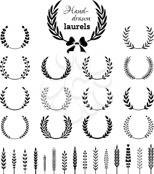 Hand-drawn black design elements isolated on white background. 
