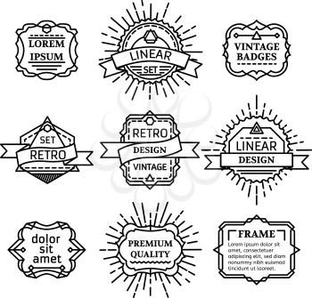 Retro linear badges, labels, ribbons, frames and emblems. There is place for your text.