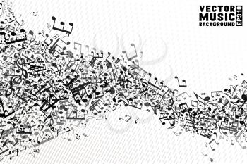 Set of  music elements on white background. Music abstract wave of notes and treble clefs. EPS 10.