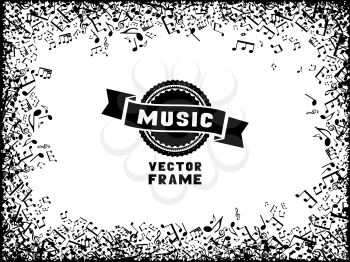 Set of black music elements on white background. There is place for your text in the center.