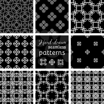 Black and white hand-drawn backgrounds. Various vintage elements.