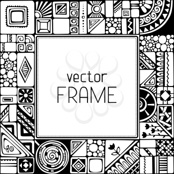 Hand-drawn vector background. There is place for your text in the center.