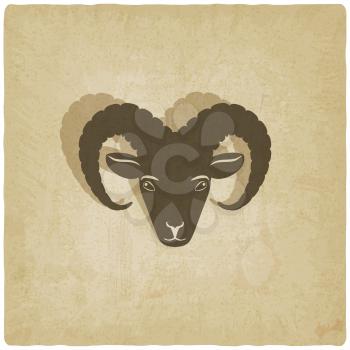 sheep head symbol old background - vector illustration. eps 10