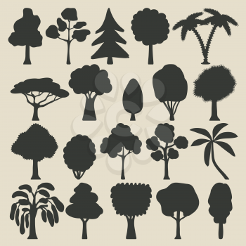 Trees silhouette icons set- vector illustration. eps 8